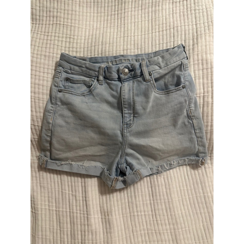 American Eagle Next Level Stretch High Waisted Denim Shorts Light Wash Size 10
